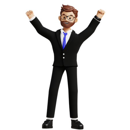 Businessman Celebrating Pose  3D Illustration