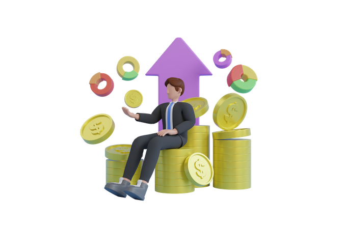 Businessman celebrating profit  3D Illustration