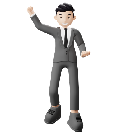 Businessman celebrating win  3D Illustration