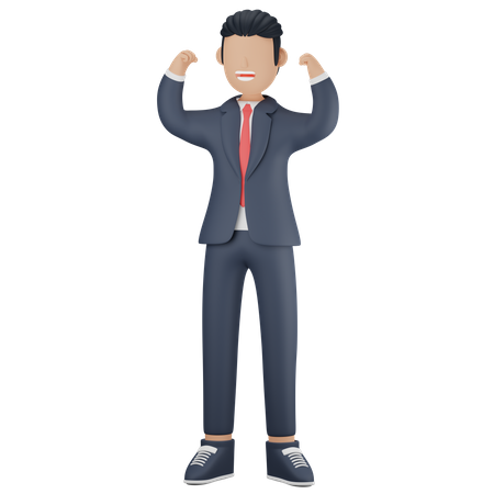 Businessman celebrating win  3D Illustration