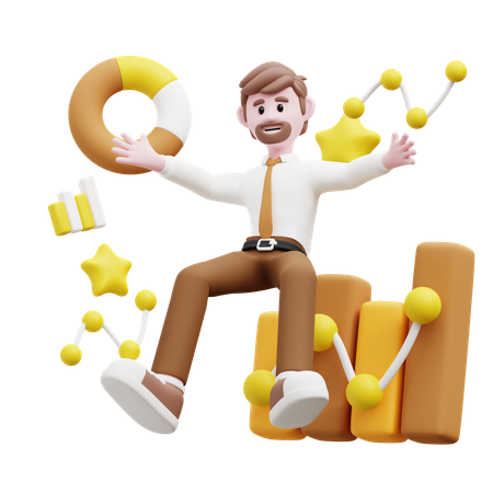 Businessman Doing Business Analysis  3D Illustration