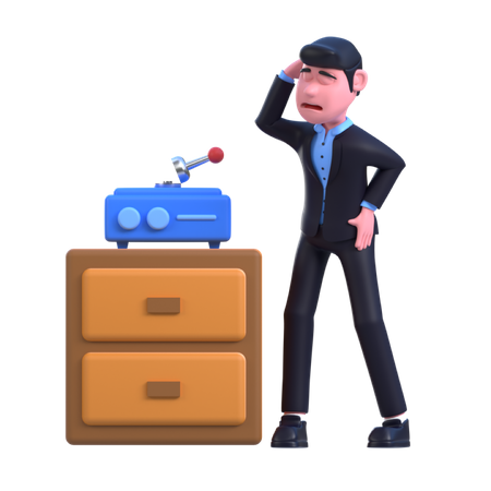 Businessman facing Connection Problem  3D Illustration