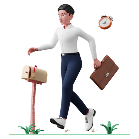 Businessman getting late for work  3D Illustration