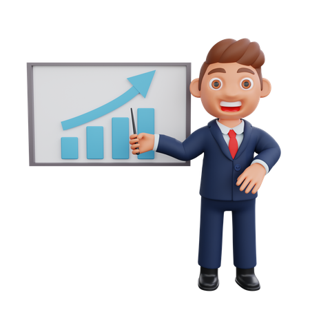 Businessman giving business presentation  3D Illustration