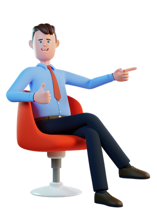 Businessman giving thumbs up while pointing finger  3D Illustration