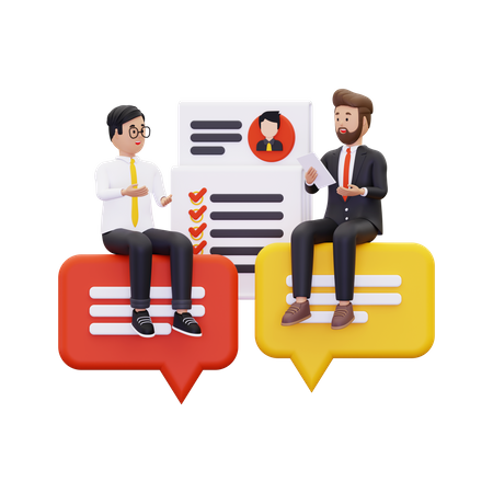 Businessman have conversation with applicant  3D Illustration