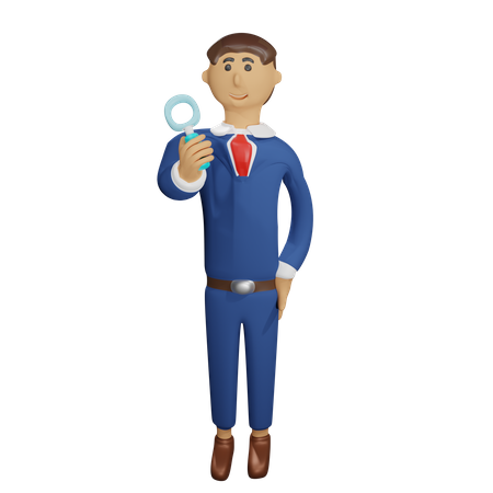 Businessman holding a magnifying glass  3D Illustration