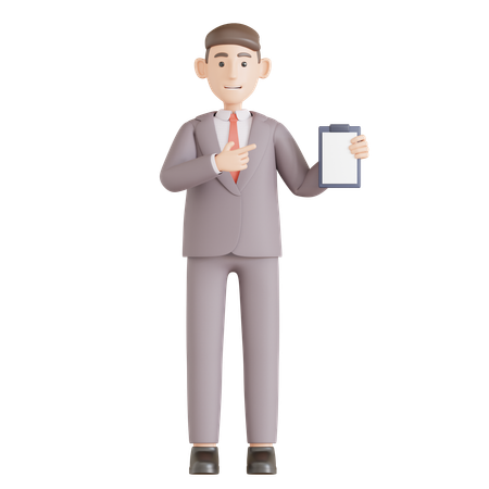 Businessman holding clipboard  3D Illustration