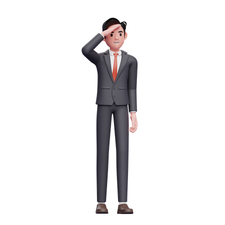 Businessman in formal suit looking far away  3D Illustration