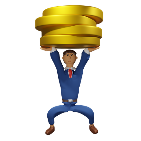 Businessman lifts coins  3D Illustration