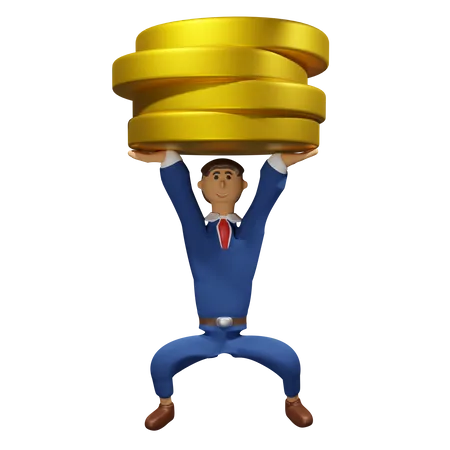 Businessman lifts coins  3D Illustration