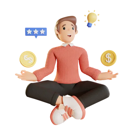 Businessman Meditating  3D Illustration