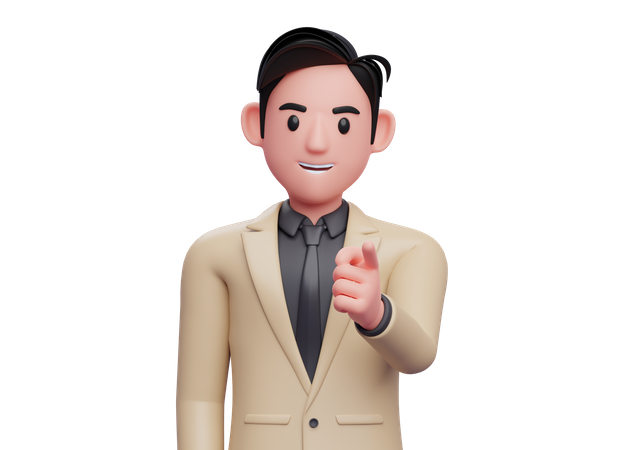 Businessman Pointing finger at front  3D Illustration