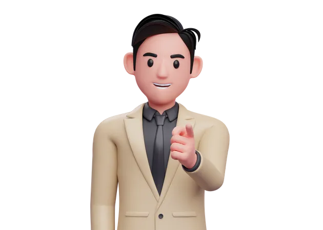 Businessman Pointing finger at front  3D Illustration