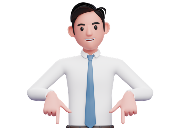 Businessman pointing down  3D Illustration