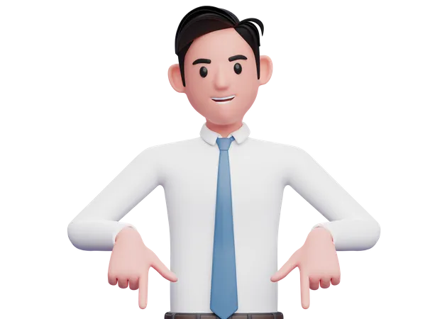 Businessman pointing down  3D Illustration