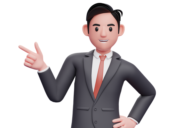 Businessman pointing gun finger to the left  3D Illustration