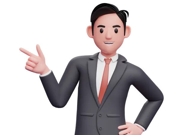 Businessman pointing gun finger to the left  3D Illustration