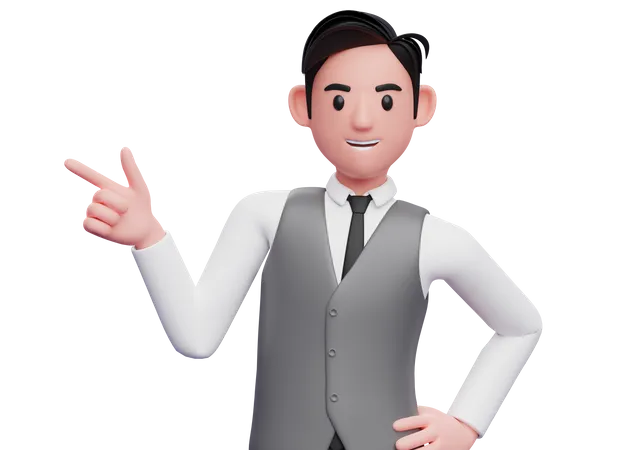 Businessman pointing gun finger to the left  3D Illustration