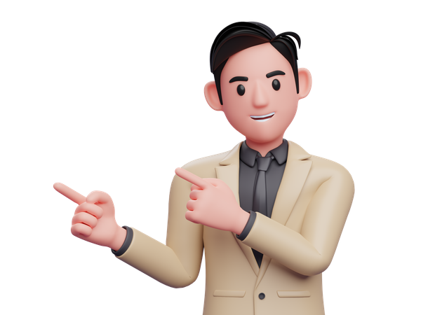 Businessman pointing to fingers to side  3D Illustration