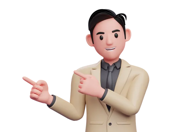 Businessman pointing to fingers to side  3D Illustration