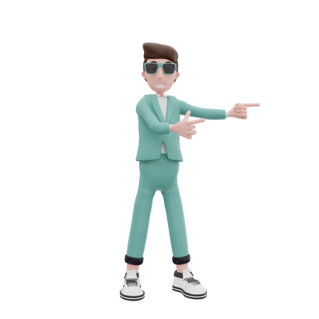 Businessman pointing to the left  3D Illustration