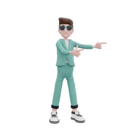 Businessman pointing to the left  3D Illustration