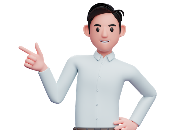 Businessman pointing to the side with finger gun  3D Illustration