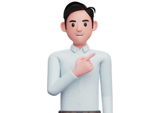 Businessman pointing to the top right  3D Illustration