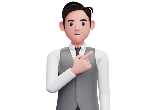 Businessman pointing to the top right  3D Illustration