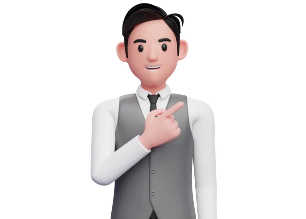 Businessman pointing to the top right  3D Illustration