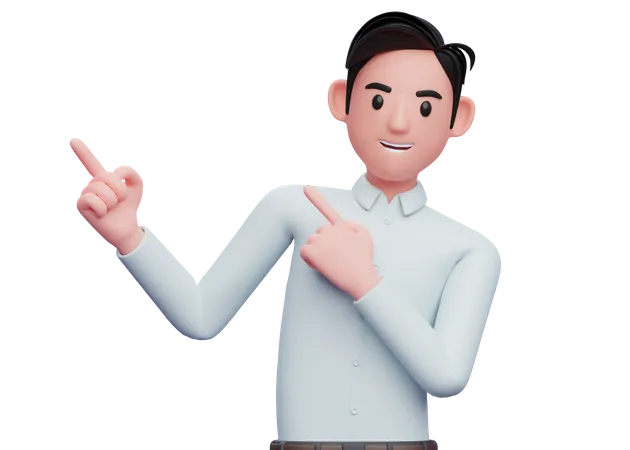 Businessman Pointing to the top side with both hands  3D Illustration