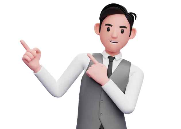 Businessman Pointing to the top side with both hands  3D Illustration