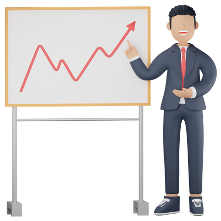 Businessman presenting growth chart  3D Illustration