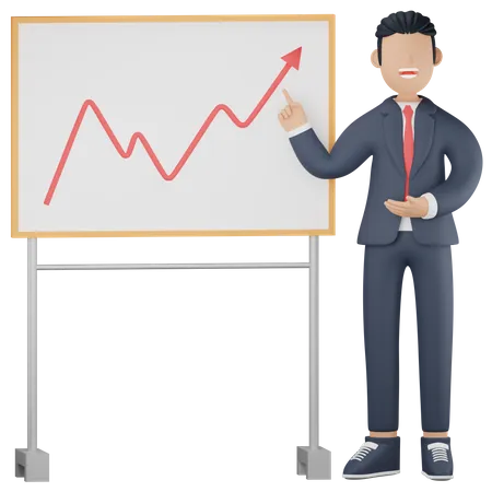 Businessman presenting growth chart  3D Illustration