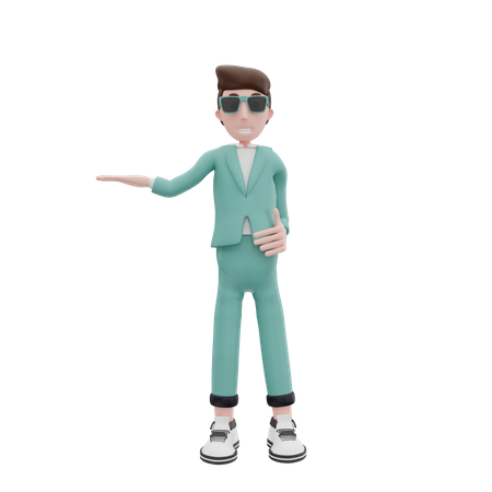 Businessman raising one hand to the right  3D Illustration