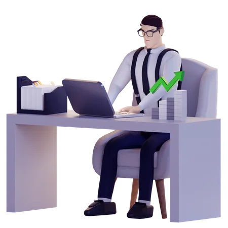 Businessman research on investment growth  3D Illustration