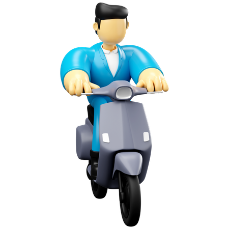 Businessman Riding Scooter  3D Illustration