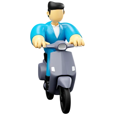 Businessman Riding Scooter  3D Illustration