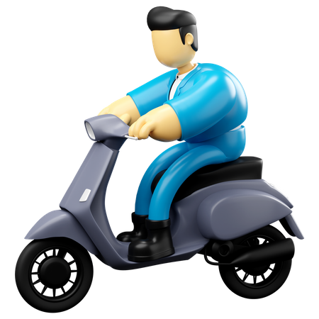 Businessman Riding Scooter  3D Illustration