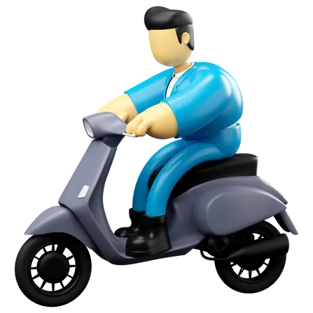 Businessman Riding Scooter  3D Illustration