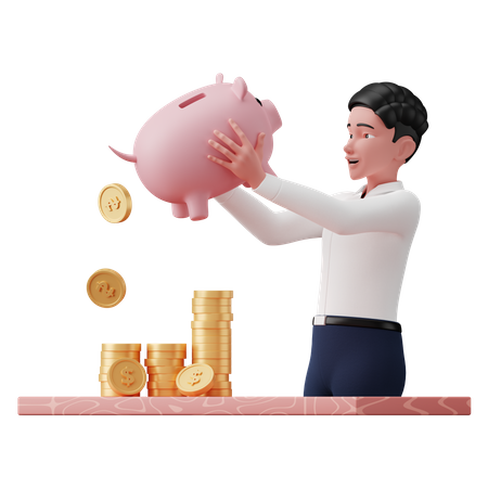 Businessman saving money  3D Illustration