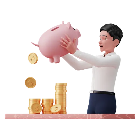 Businessman saving money  3D Illustration