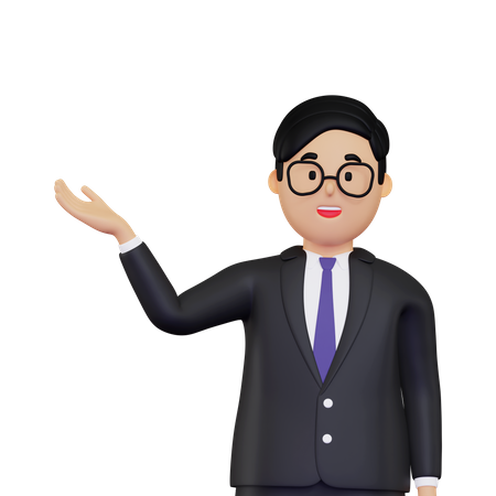 Businessman showing something  3D Illustration