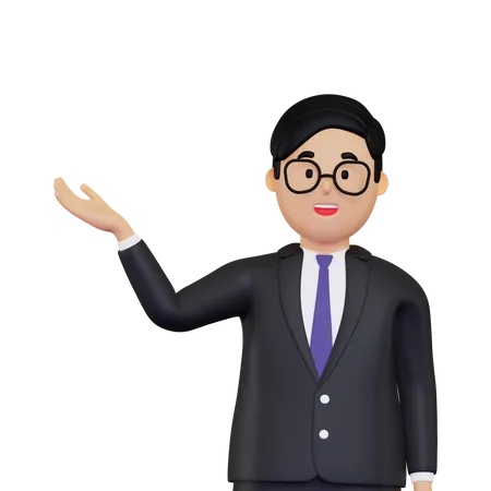 Businessman showing something  3D Illustration