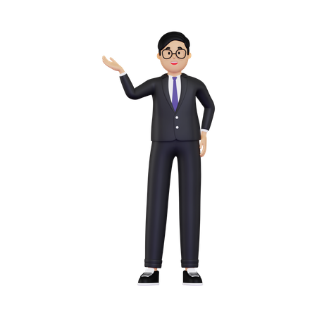 Businessman showing something  3D Illustration