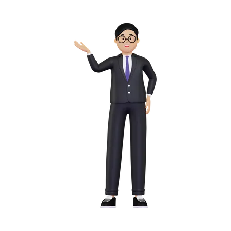 Businessman showing something  3D Illustration