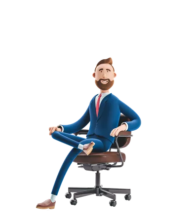 Businessman Sitting on Office chair  3D Illustration