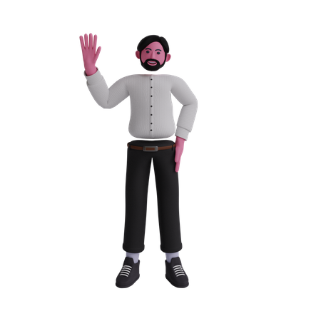 Businessman waiving hand  3D Illustration