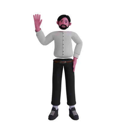 Businessman waiving hand  3D Illustration